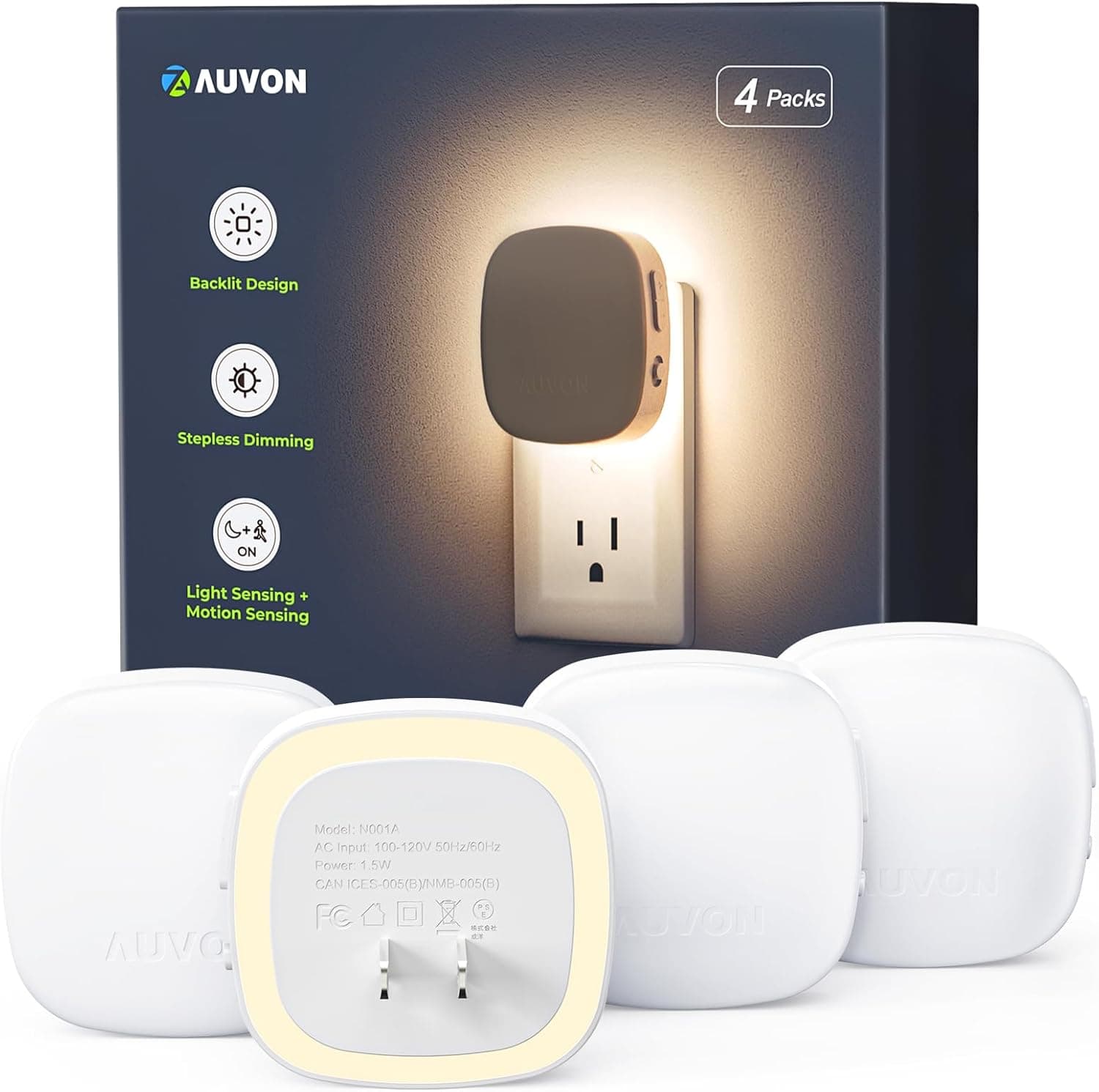 AUVON Backlit Night Light, 4-pack