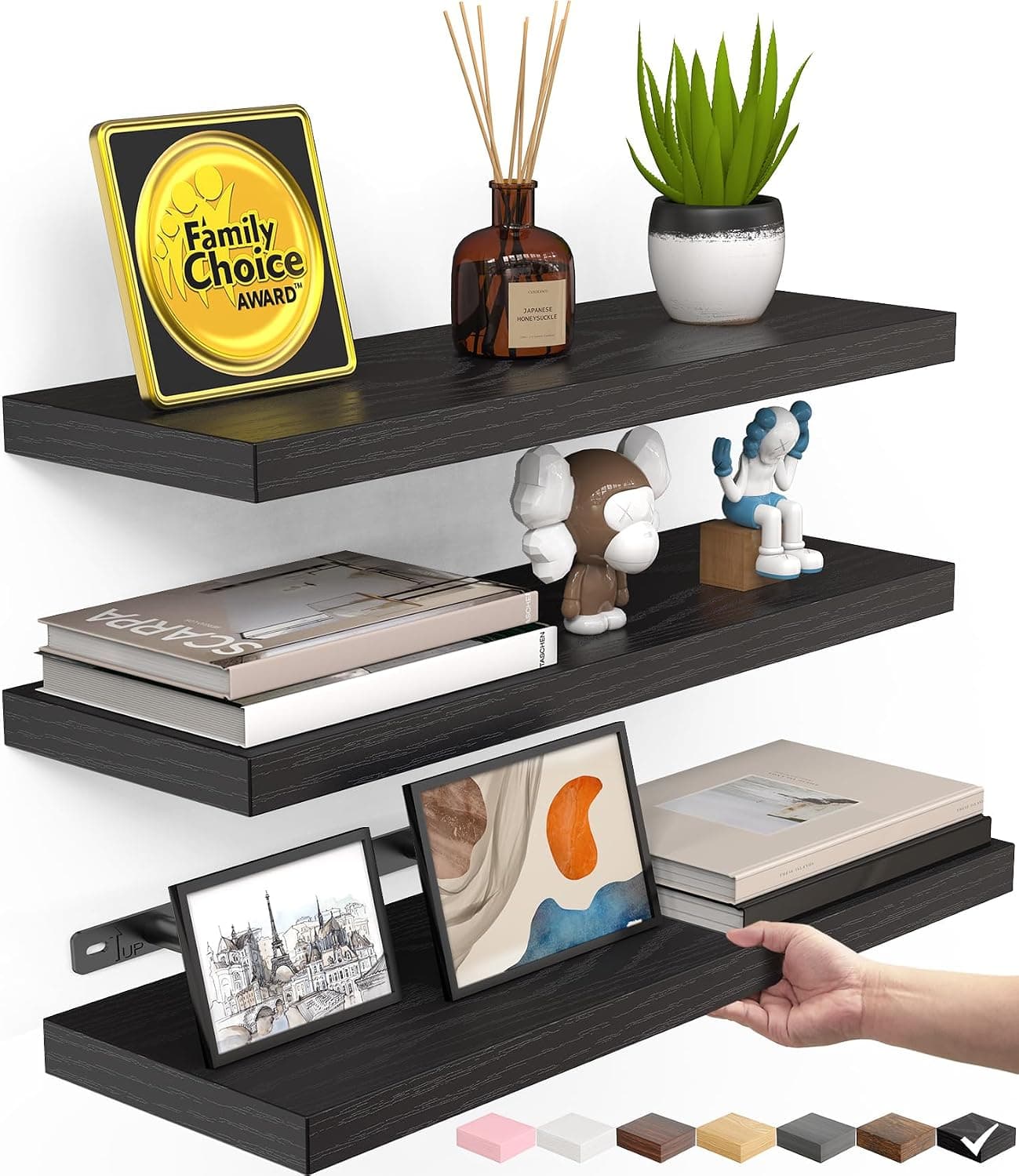 BAYKA Floating Shelves, Set of 3, 15.7 in