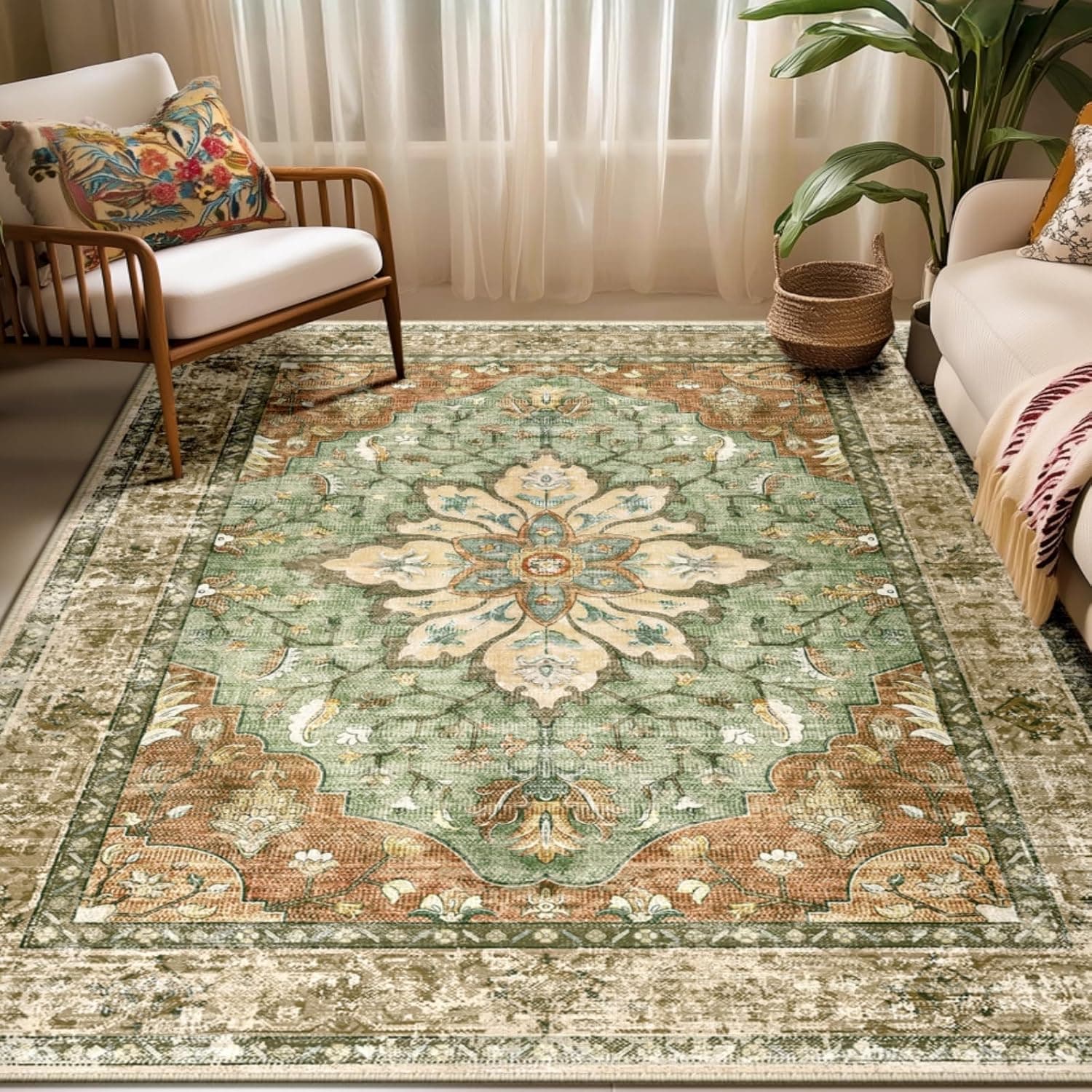 RELEANY Washable Area Rug, 5 x 7 ft