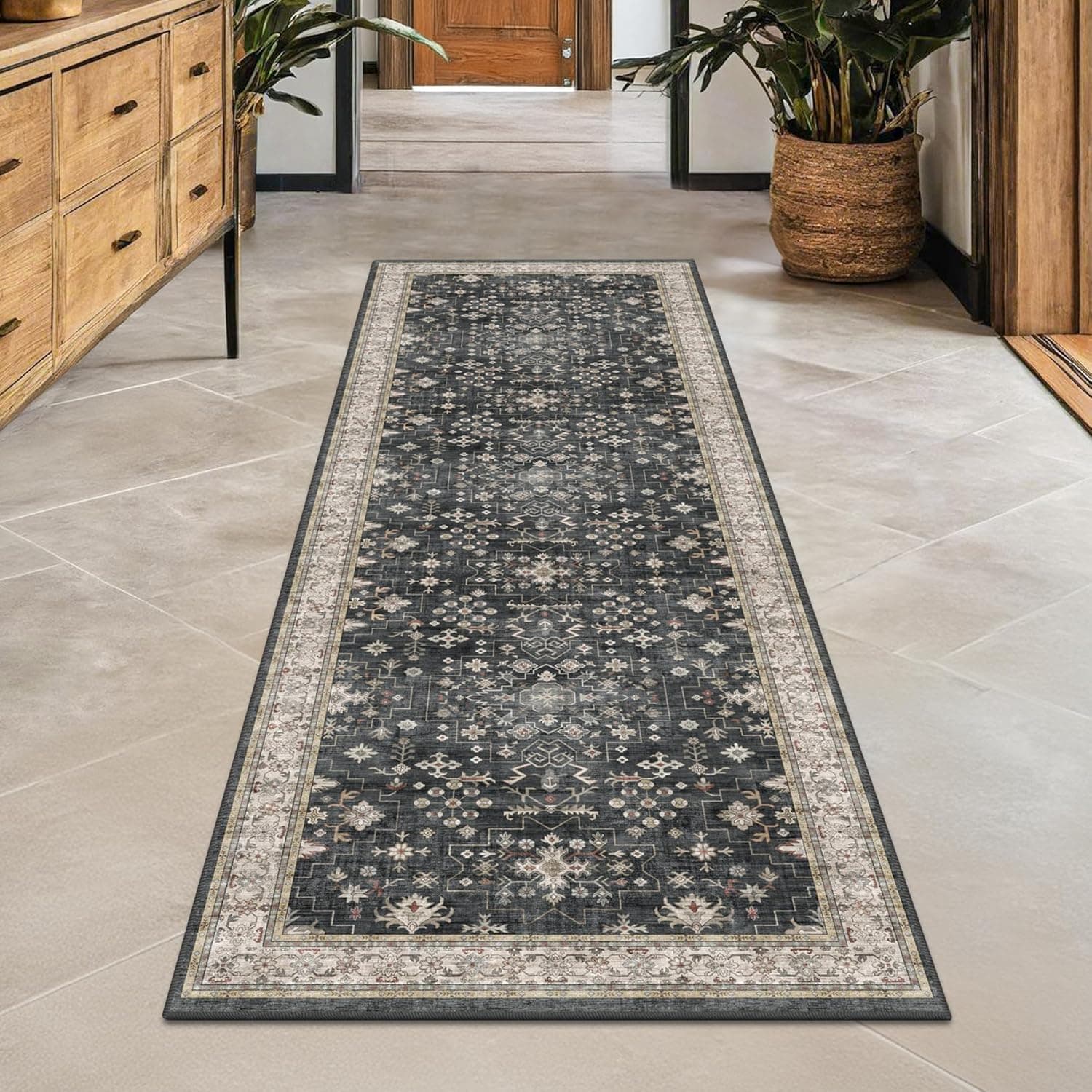 Boho Washable Runner Rug, 2 x 6 ft