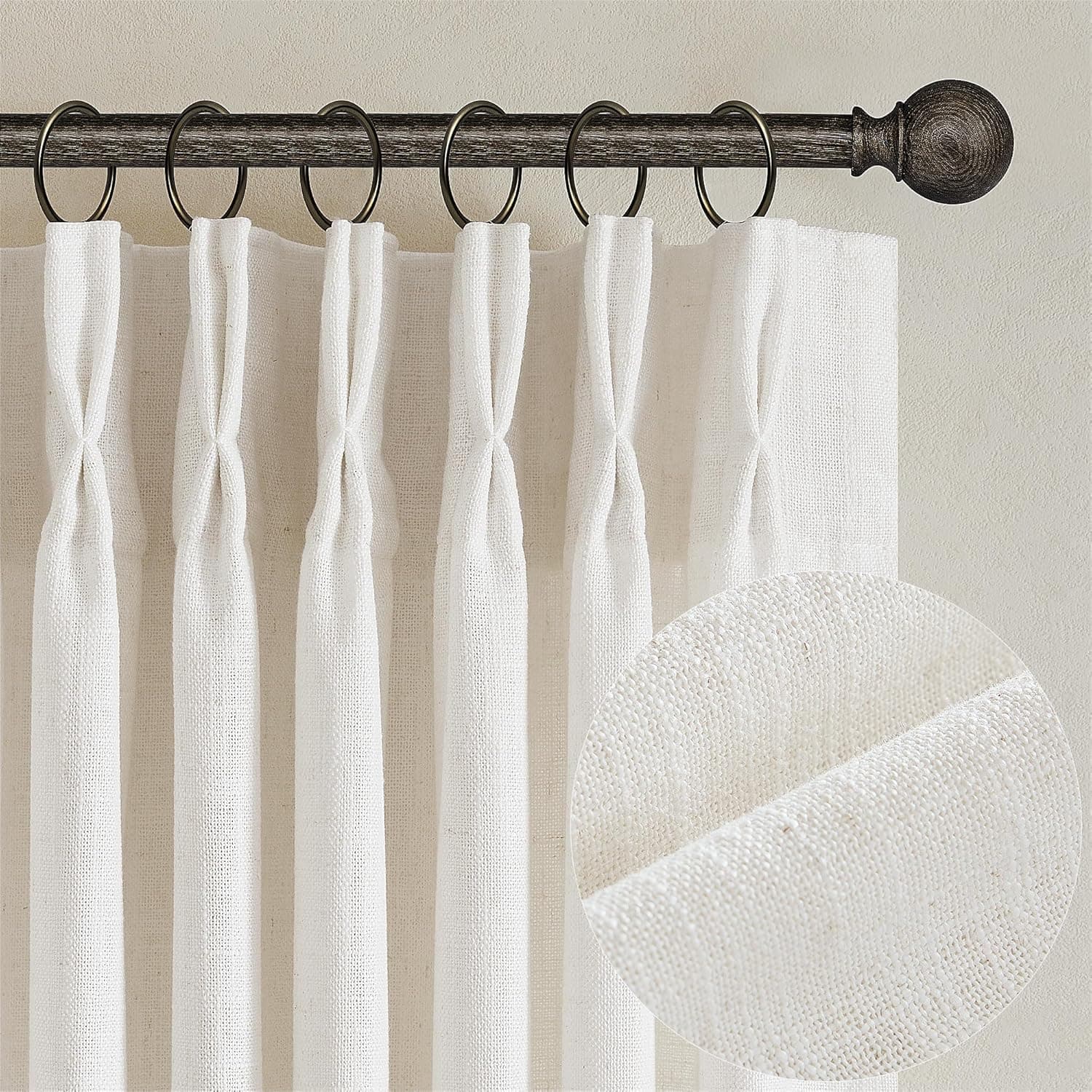 TWODRAPES Pinch Pleated Linen Curtains, 84 in